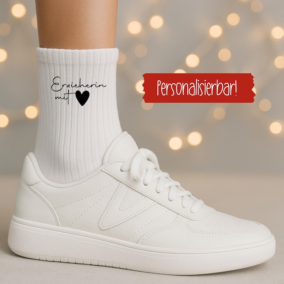 Erzieherin Socken, Erzieherin mit Herz, Tennissocken, Erzieher Geschenk, Abschiedsgeschenk Kindergarten, Strümpfe, Dankeschön Erzieherin