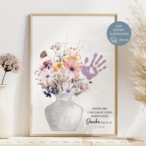 Abschiedsgeschenk Lehrerin, Danke Geschenk Abschied, DIY Geschenk Lehrerin, Grundschule, Handabdruck, Abschied Grundschule, Danke Idee, PDF