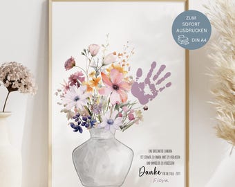 Regalo de despedida para profesor/a, regalo de agradecimiento, regalo DIY para profesor/a, escuela primaria, huella de mano, despedida de la escuela primaria, idea de agradecimiento, PDF