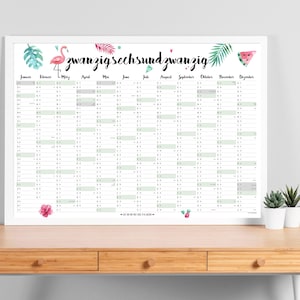 2026 annual planner, calendar 2026, 2026 monthly planner, 2026, wall calendar 2026, large calendar, calendar poster, flamingo tropical