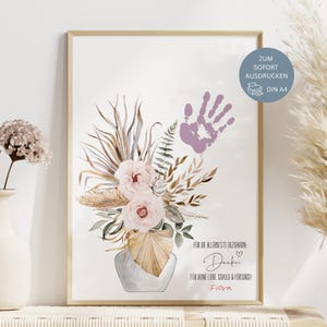 Erzieherin Geschenk, Abschied Geschenk Erzieherin, Abschied Kita, Krippe, Hort, Handabdruck, Bild Blume, Blumenstrauß, Danke Idee, PDF, DIY
