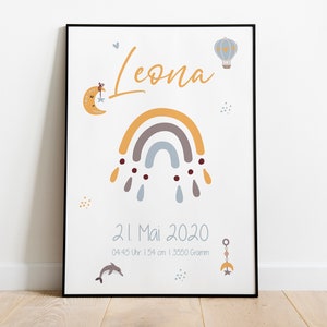 Geburtsposter | Geschenk Geburt | Poster | Regenbogen | Geburtsdaten