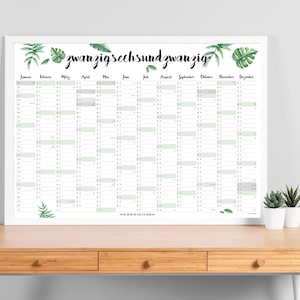 2026 annual planner, calendar 2026, 2026 monthly planner, 2026, wall calendar 2026, large calendar, calendar poster, horizontal / greenery