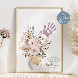 Abschiedsgeschenk Lehrerin, Danke Geschenk Abschied, DIY Geschenk Lehrerin, Grundschule, Handabdruck, Abschied Grundschule, Danke Idee, PDF