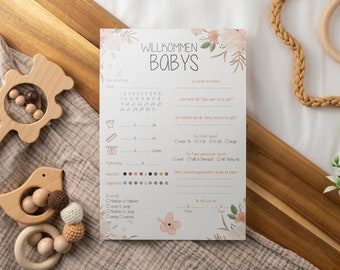 Baby Shower Twins Fill-in Cards | Baby Shower Guessing Game Wish Card, Flowers | Tip Cards