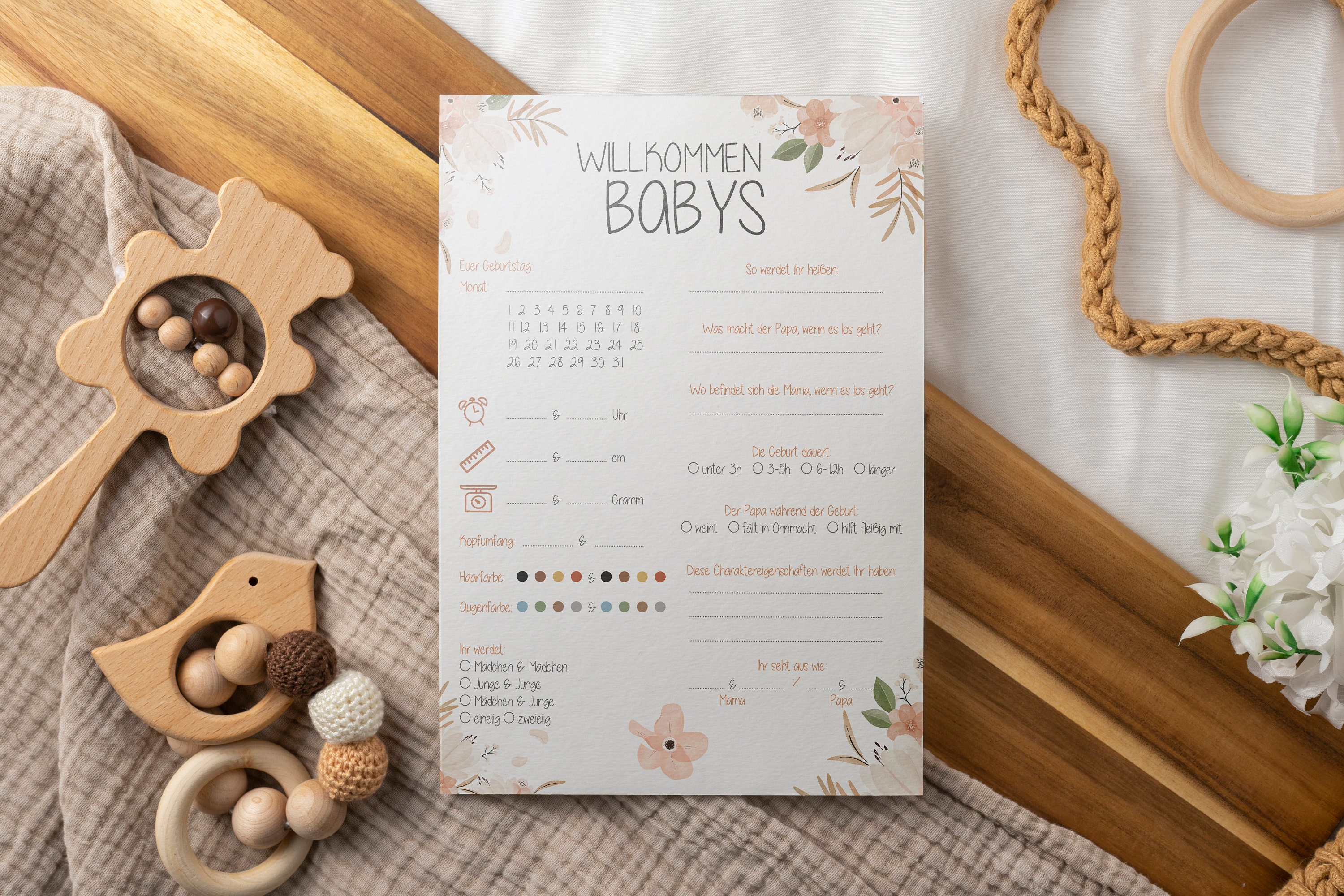 Baby Shower Twins Fill-in Cards | Baby Shower Guessing Game Wish Card, Flowers | Tip Cards