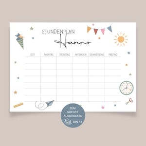 Timetable to print with name, timetable download, timetable A4, timetable PDF printable, timetable digital, timetable school