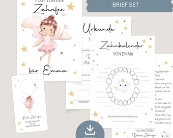 Personalized Tooth Fairy Letter, Tooth Fairy Set with Certificate & Wobbly Tooth Calendar, Gift for Losing a Baby Tooth, Digital Download PDF