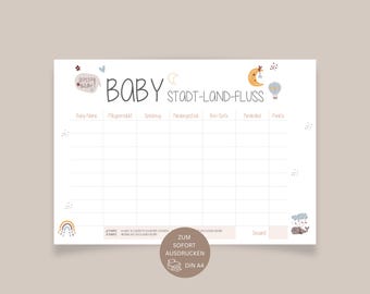 Baby Shower Game City, Country, River, Rainbow, Baby Shower Activity, Baby Shower, Baby Shower Guessing Game, Surprise, Digital Download