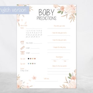 Babyparty Ausfüllkarten | Babyshower Wunschkarte, Blumen | Tippkarten