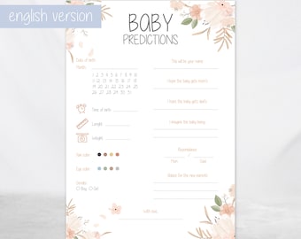 Baby shower fill-in cards | Baby shower wish card, flowers | Tip cards