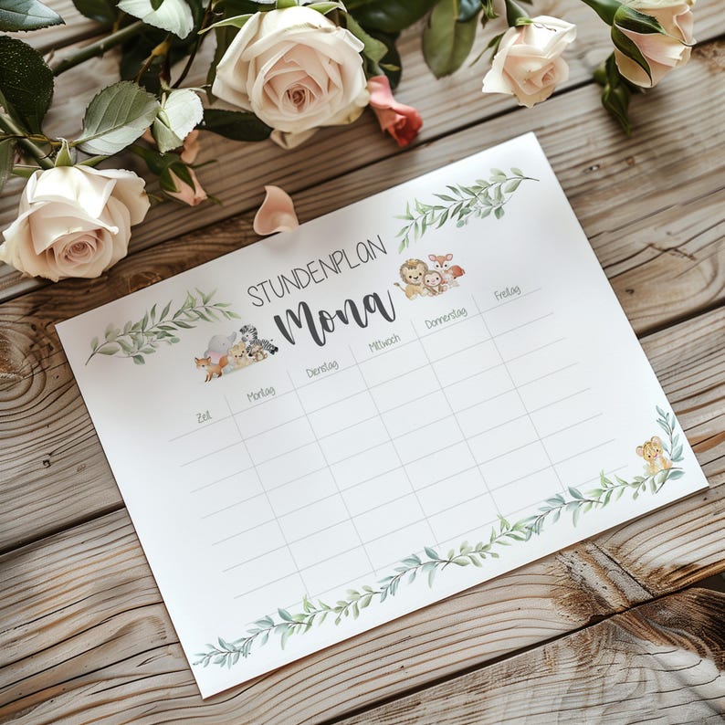 Cursive Time Table Timetable to Print With Name, Timetable Download, Timetable A4 ...
