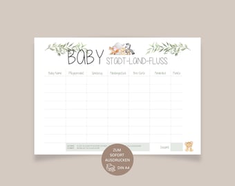 Baby Shower Game, City, Country, River, Safari, Baby Shower Activity, Baby Shower, Baby Shower Guessing Game, Surprise, Digital Download
