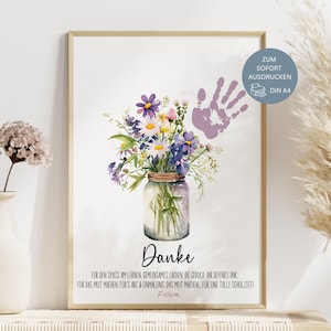 Abschiedsgeschenk Lehrerin, Danke Geschenk Abschied, DIY Geschenk Lehrerin, Grundschule, Handabdruck, Abschied Grundschule, Danke Idee, PDF