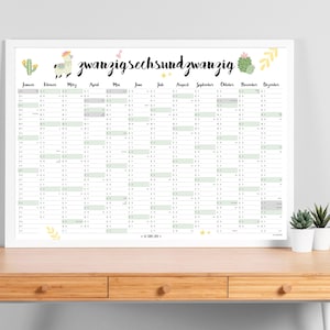 2026 annual planner, calendar 2026, 2026 monthly planner, 2026, wall calendar 2026, large calendar, calendar poster, horizontal, llama, alpaca