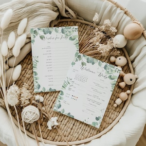 Gelijkgeslachtelijke twee moeders LGBTQ+ babyshower voorspellingskaart, babyshower spelletjes, babyvoorspellingen en advies, genderneutraal, lesbisch stel