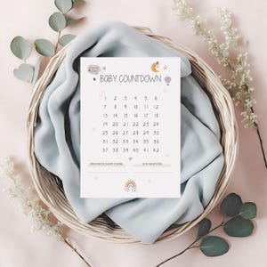 Compte à rebours pour bébé, calendrier de naissance, calendrier de grossesse, future maman, compte à rebours pour naissance, arc-en-ciel, peint à la main, compte à rebours pour femme enceinte