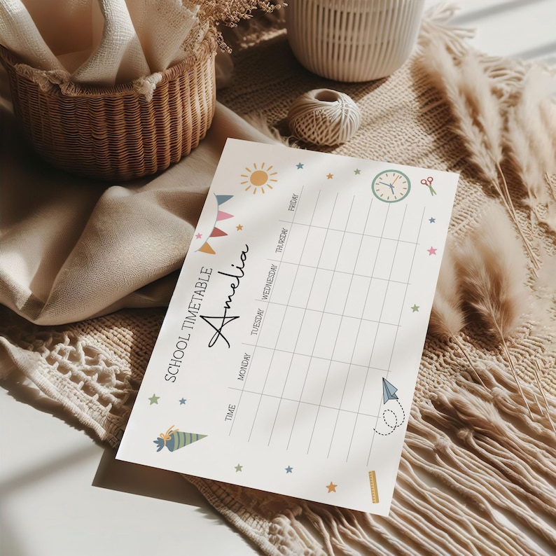 Cursive Time Table Printable Timetable With Name, Student Planner, Timetable Download, A4 ...