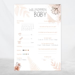 Babyparty Ausfüllkarten | Babyshower Wunschkarte, Blumen | Tippkarten