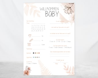 Baby shower fill-in cards | Baby shower wish card, flowers | Tip cards
