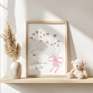 Babyparty Geschenk Gästebuch für Fingerabdrücke zum Beschriften, Babyshower Deko, Baby Party, Gender Reveal Gästebild, Schleife, Boho