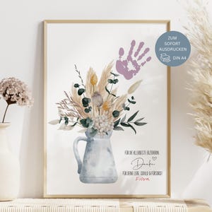 Erzieherin Geschenk, Abschied Geschenk Erzieherin, Abschied Kita, Krippe, Hort, Handabdruck, Bild Blume, Blumenstrauß, Danke Idee, PDF, DIY