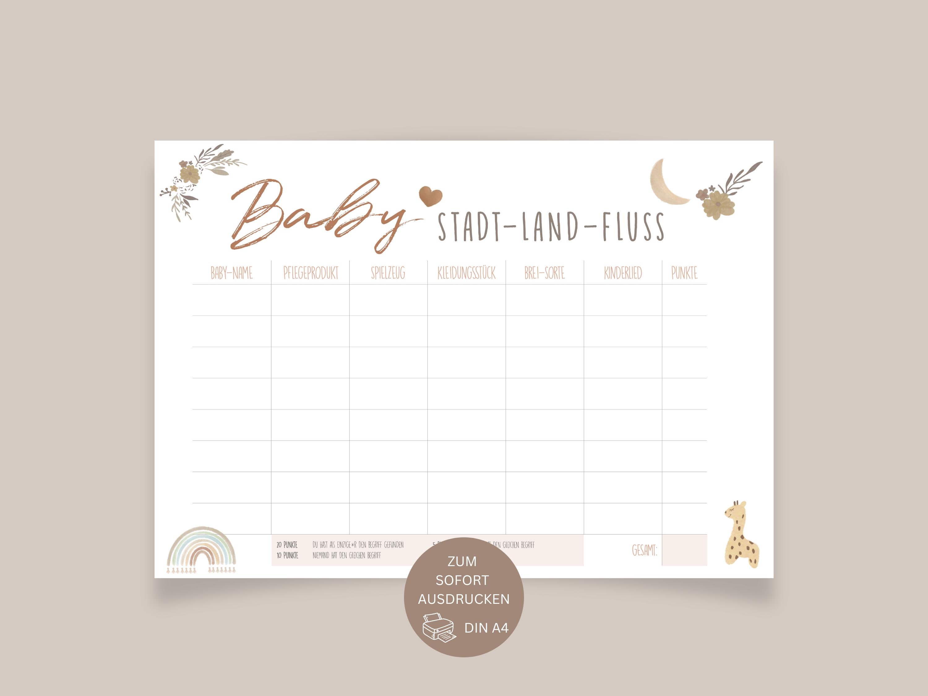 Baby Shower Game City, Country, River, Baby Shower Activity, Baby Shower, Baby Shower Guessing Game, Rainbow Boho, Digital Download