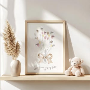 Livre d'or cadeau de baby shower pour empreintes digitales à écrire, décoration de baby shower, fête de bébé, photo d'invité révélant le sexe, nœud, bohème