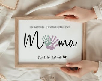 Presente para o Dia das Mães, presente para o Dia dos Pais, molde para impressão de mão, presente para a mãe, presente com impressão da mão dos filhos, presente para a mãe, download digital para impressão
