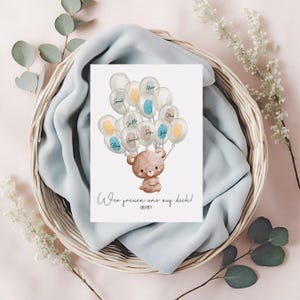 Babyparty Gästebuch für Fingerabdrücke zum beschriften, Babyshower Deko, Baby Party, Gender Reveal Gästebild, Regenbogen Boho, Baby Geschenk