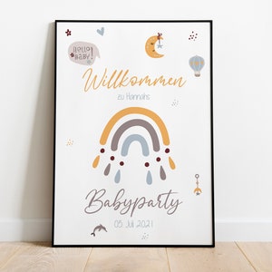 Babyparty Poster willkommen | Babyshower, Regenbogen