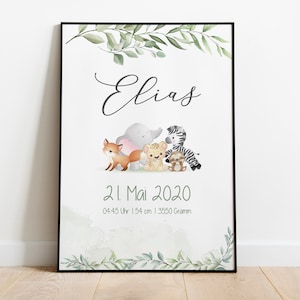 Geburtsposter | Geschenk Geburt | Poster | greenery | Geburtsdaten