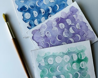 Moon Phase Note Card Set / Handmade Cards / Note Cards / Blank Greeting Cards