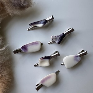 Tumbled Wampum Tie Clips / Wampum Alligator Clips / Small Wampum Hair Clips