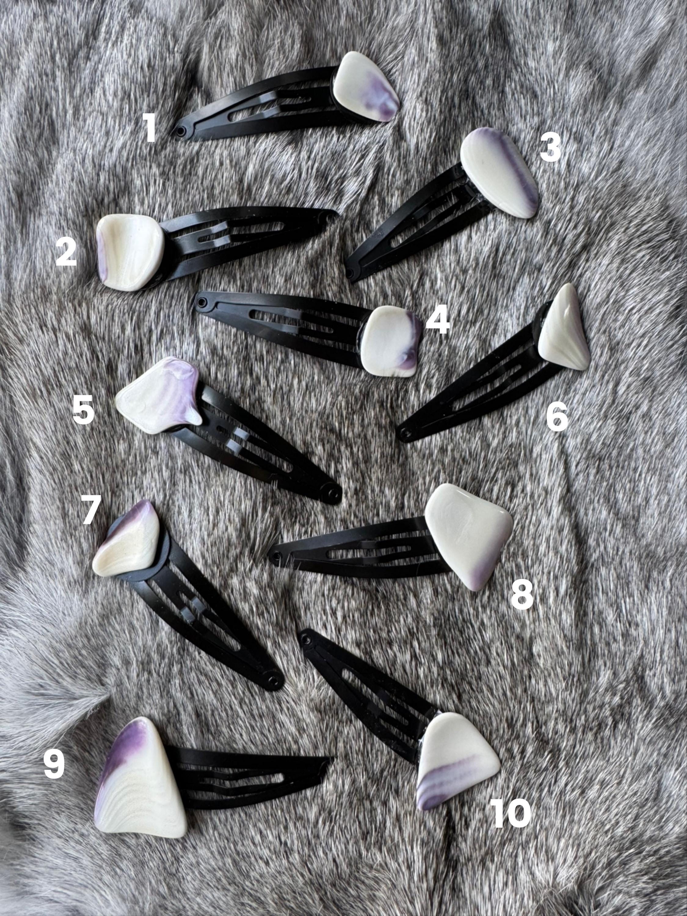 Wampum Hair Barrettes, purchased on Marthas Vineyard Wampum Barrette : Handmade Wampum Hair Clip, Eco-friendly  main image 2