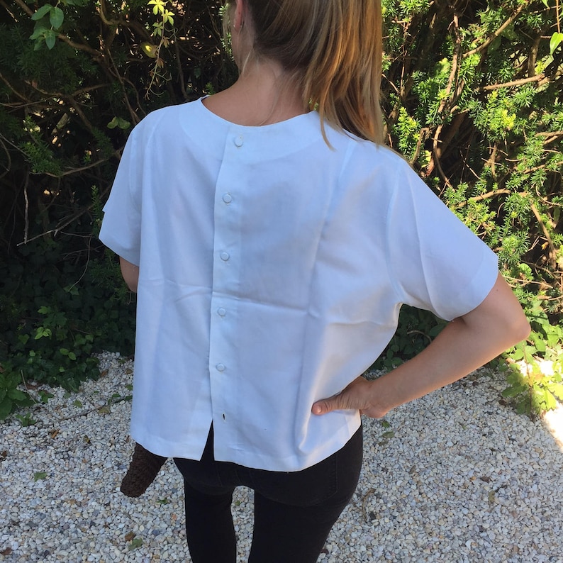 Vintage Eyelet Blouse With Back Button Details