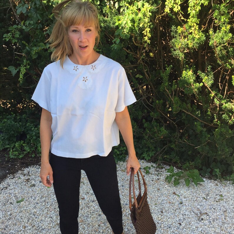 Vintage Eyelet Blouse With Back Button Details