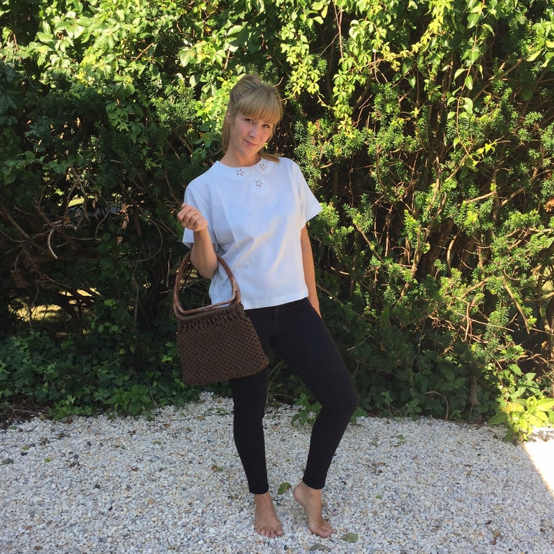 Vintage Eyelet Blouse With Back Button Details