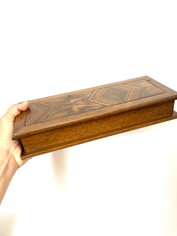 Vintage Wood Valet Jewelry Box Gem