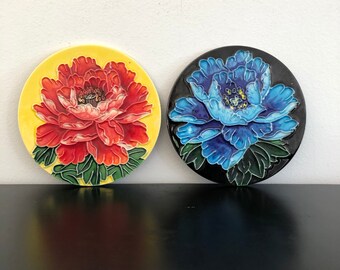 currier and ives square plate wedding present vintage pair of large ceramic tiles house warming gifts decorative painted tile