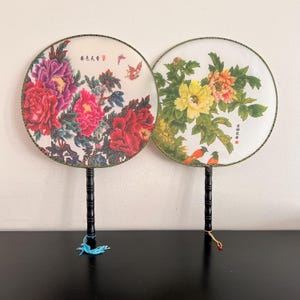 Ventagli a pale in seta vintage, ventagli orientali, ventagli a mano, decorazioni per la casa, ventagli floreali, interni asiatici, decorazioni asiatiche, ventagli, regali, ventagli, ventagli a pale