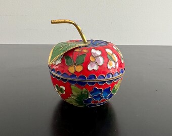 ヴィンテージの七宝焼きリンゴ型小物入れ、中国の七宝焼き - Etsy 日本