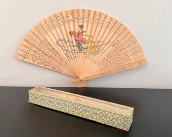 Vintage,Wooden Fan,Hand Fan,Folding Fan,Chinese Fan,Oriental Decor,Fan,Wood Fan