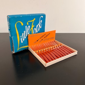 Vintage,Cocktail Forks,Appetizer Forks,Retro Gift,Retro Barware,Little Forks,Boxed Forks,MCM,Mid Century Decor,Party Forks,Set Of Forks