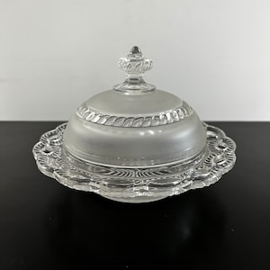 Vintage,Glass Lidded Bowl,Glass Compote,Bowl With Lid,Glass Bowl,Dome lid,Glassware,Candy Dish, Candy Bowl,Pressed Glass Bowl,Butter Dish