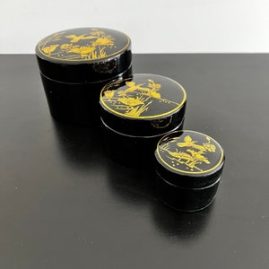 Vintage,Nesting Boxes,Trinket Box,Lacquerware,Black And Gold,Japanese Box,Japanese Lacquerware,Japanese Gift,Japanese Decor,Jewelry Box,Gift