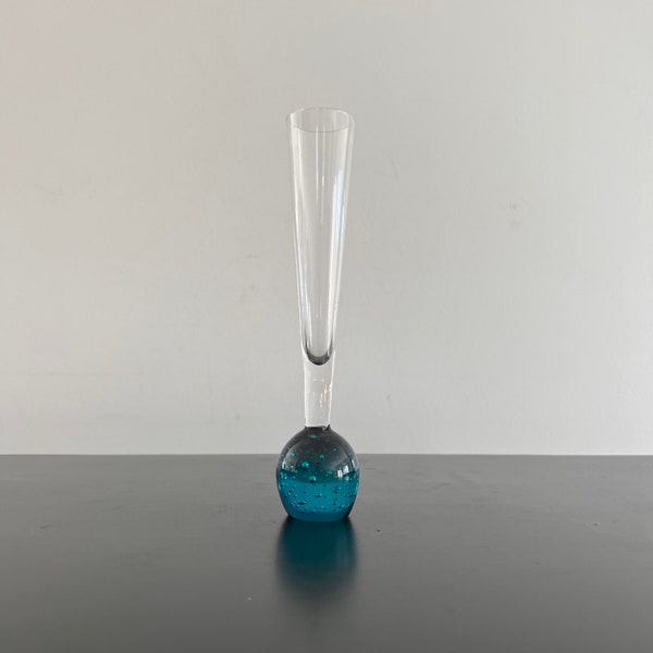 vintage,Vase en verre à bulles,Vase en verre,Vase à base à bulles,Verre du milieu du siècle,MCM,Vase,Décor rétro,Vase rétro,Vase de collection,Verrerie