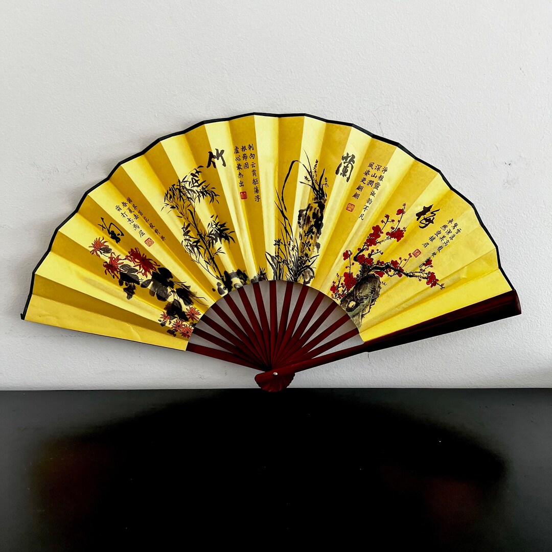 Vintage,chinese Folding Fan,hand Fan,asian Fan,chinoiserie,oriental ...