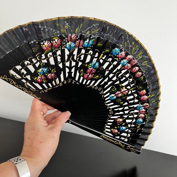 Vintage,Spanish Folding Fan,Wooden Fan,Flamenco F… - image 10