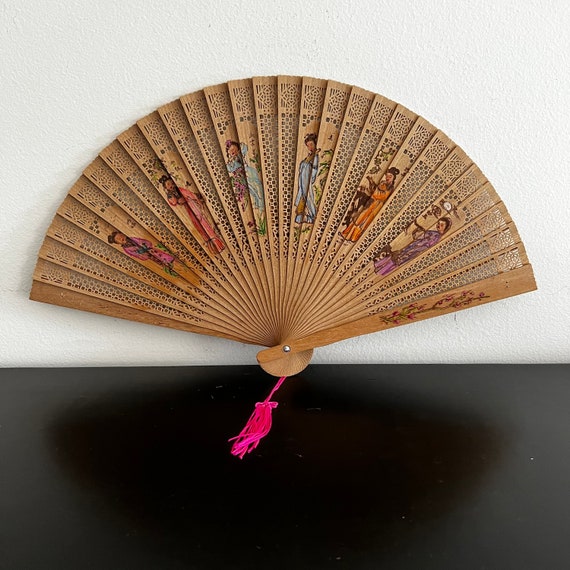 Vintage,Wooden Folding Fan,Hand Fan,Chinese Foldi… - image 1
